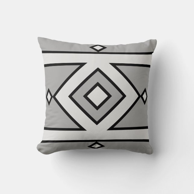 Almohada decorativa de forma geométrica gris negro (Anverso)