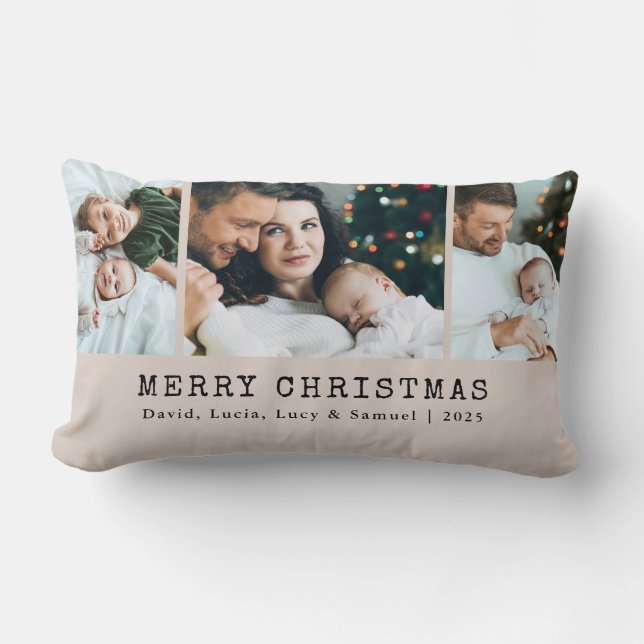 Almohada decorativa de foto navideña neutra (Anverso)