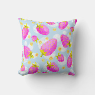 Almohada Decorativa de Fresa Rosa Adorable