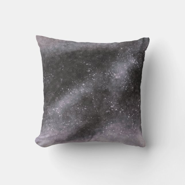 Almohada decorativa de galaxia plateada con destel (Anverso)
