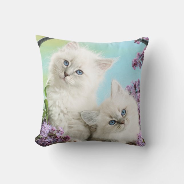 Almohada decorativa de Gatito Blanco (Anverso)