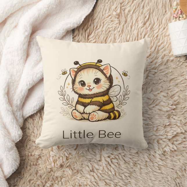 Almohada decorativa de gatito con disfraz de abeja (Manta)