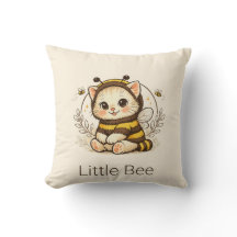 Almohada decorativa de gatito con disfraz de abeja