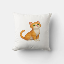 Almohada Decorativa de Gatito Naranja Adorable