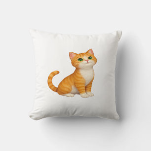 Almohada Decorativa de Gatito Naranja Adorable