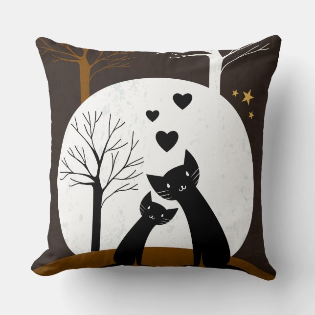 Almohada decorativa de gatitos nocturnos (Anverso)