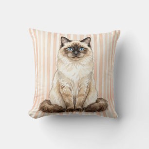 Almohada decorativa de gato con técnica de acuarel
