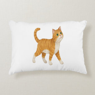 Almohada Decorativa de Gato Naranja Sonriente
