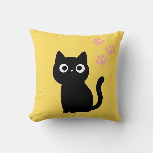 Almohada decorativa de gato negro lindo | Decora A (Anverso)