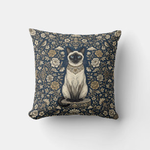 Almohada Decorativa de Gato Siamés bajo la Luz de