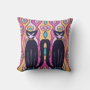 Almohada decorativa de gatos negros para el hogar