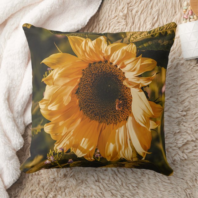 Almohada decorativa de girasol amarillo grande (Manta)