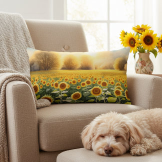 Almohada decorativa de girasol amarillo puesta de