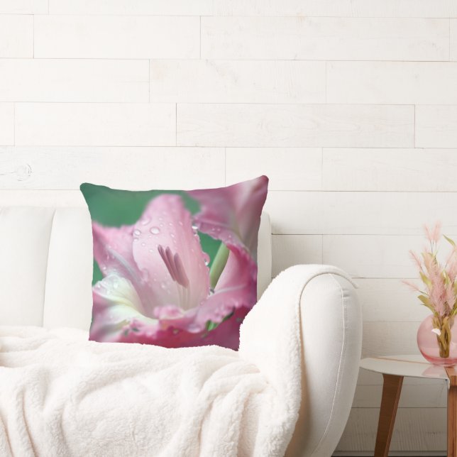 Almohada decorativa de gladiolo rosa (Sofá)