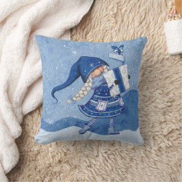 Almohada decorativa de gnomo de Navidad con regalo