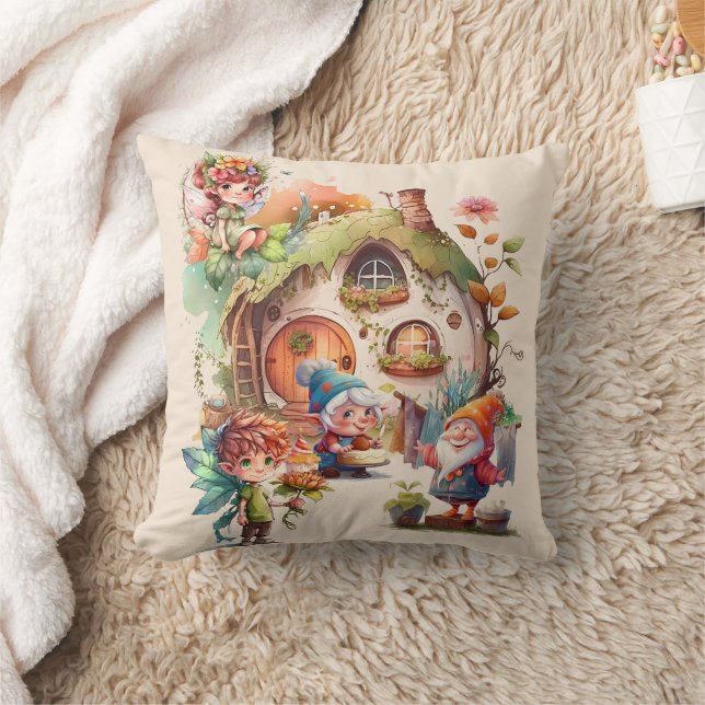 Almohada Decorativa De Gnomo Y Hada Lindo | País D (Manta)