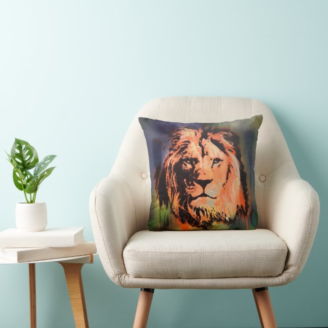 Almohada decorativa de graffiti de león (Silla)