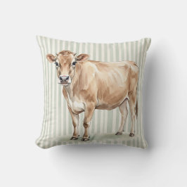 Almohada decorativa de granja de vaca Jersey acuar