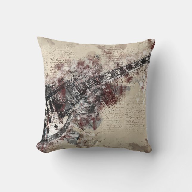 Almohada decorativa de grunge musical (Anverso)