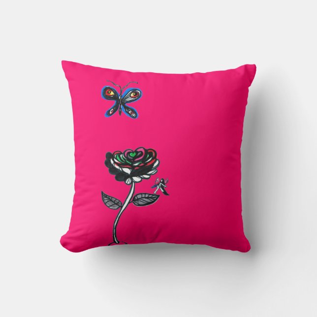 Almohada decorativa de Hada de Rosa (Anverso)