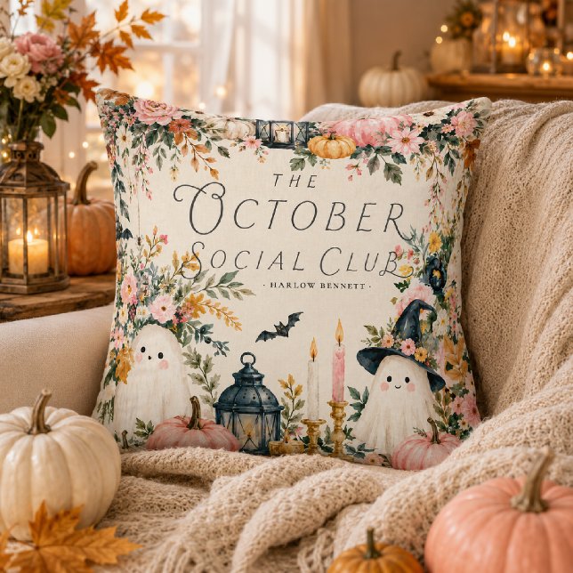 Almohada decorativa de Halloween con fantasma rosa (Subido por el creador)