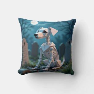 Almohada decorativa de Halloween con perro esquele