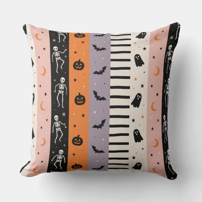 Almohada decorativa de Halloween con rayas vertica (Anverso)