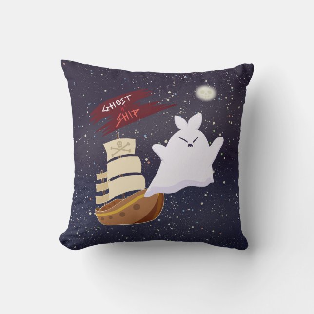 Almohada decorativa de Halloween de barco fantasma (Anverso)