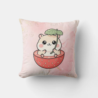 Almohada Decorativa de Hámster Fresa Lindo