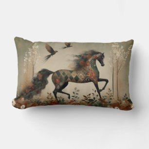 Almohada decorativa de Harlequín floral de caballo