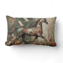 Almohada decorativa de Harlequín floral de caballo