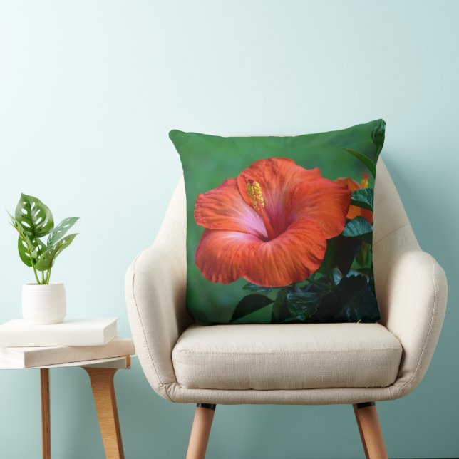 Almohada decorativa de Hibisco Naranja (Silla)