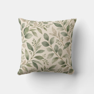 Almohada decorativa de hoja botánica verde salvia