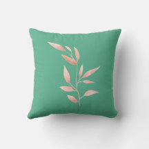 Almohada decorativa de hojas botánicas en azul tur