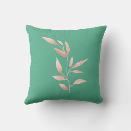 Almohada decorativa de hojas botánicas en azul tur