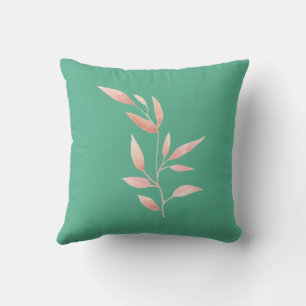 Almohada decorativa de hojas botánicas en azul tur