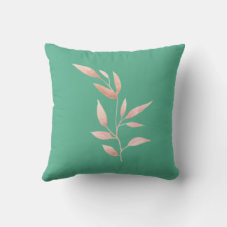 Almohada decorativa de hojas botánicas en azul tur