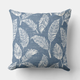 Almohada decorativa de hojas de palma azules