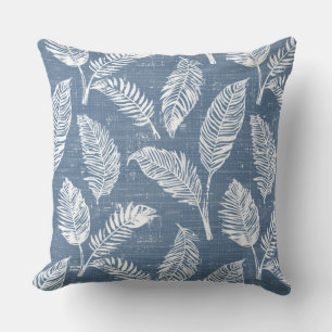 Almohada decorativa de hojas de palma azules