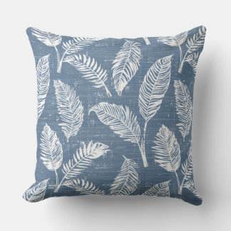 Almohada decorativa de hojas de palma azules