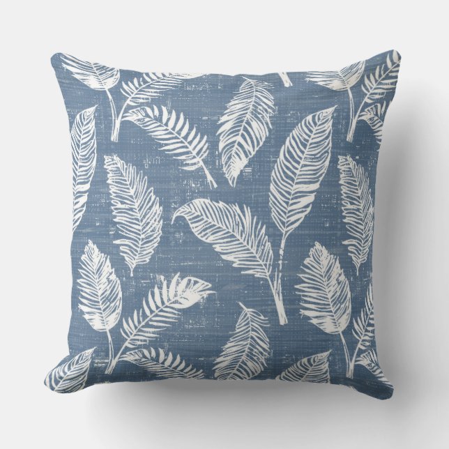 Almohada decorativa de hojas de palma azules (Anverso)