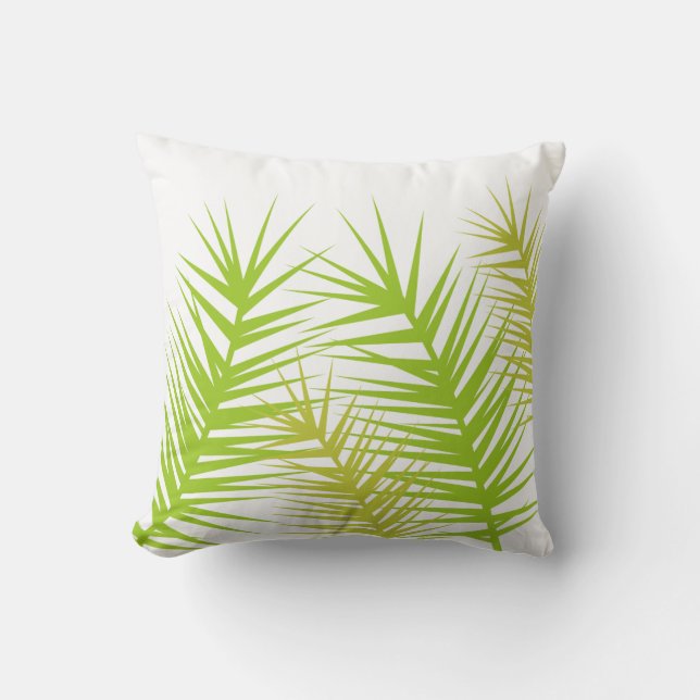Almohada decorativa de hojas verdes y blancas (Anverso)