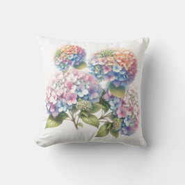 Almohada decorativa de hortensias delicadas en acu