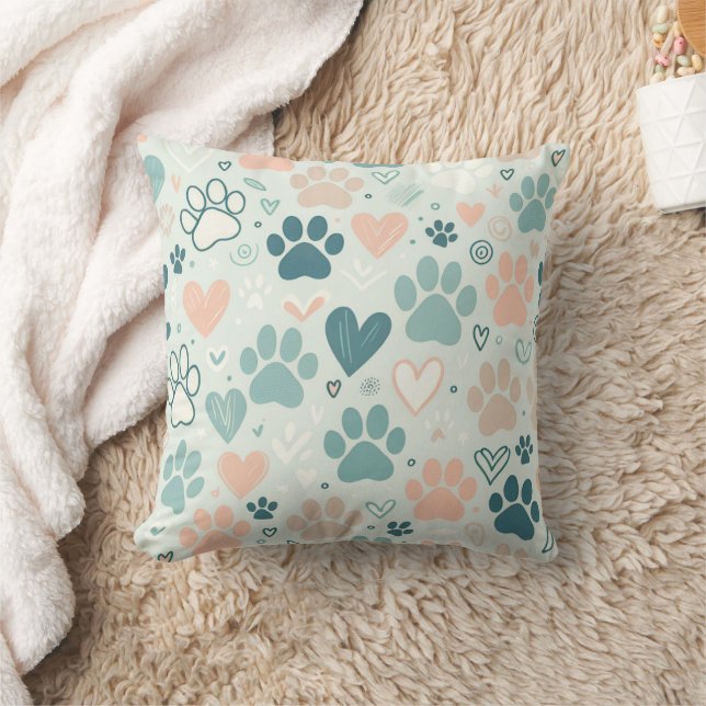 Almohada decorativa de impresión paw pastel (Manta)