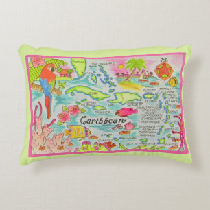 Almohada decorativa de islas caribeñas coloridas