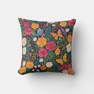Almohada decorativa de jardín de rosas colorido