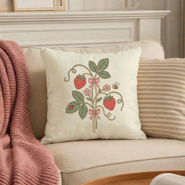 Almohada decorativa de jardín floral de fresa (Subido por el creador)
