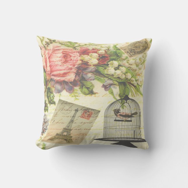 Almohada decorativa de jaula de pájaros francesa v (Anverso)