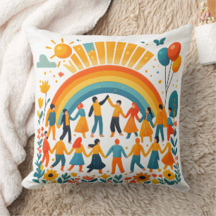 Almohada decorativa de la comunidad del arcoíris d