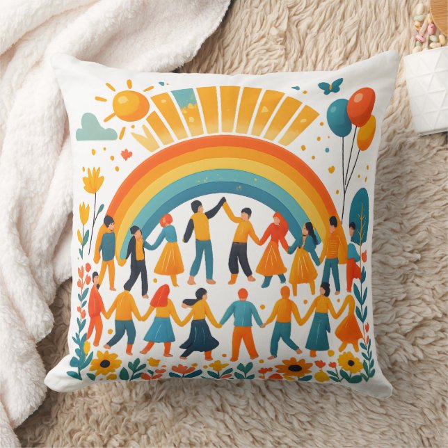 Almohada decorativa de la comunidad del arcoíris d (Manta)